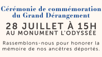 Cérémonie de commémoration du Grand Dérangement