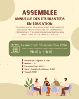 Assembl&eacute;e annuelle des &eacute;tudiantes et &eacute;tudiants en &eacute;ducation