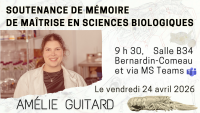 Soutenance du m&eacute;moire de ma&icirc;trise en sciences biologiques d&rsquo;Am&eacute;lie Guitard