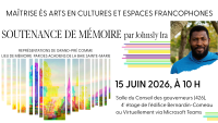 Soutenance de m&eacute;moire par Johnsly Ira (M.A. en cultures et espaces francophones)