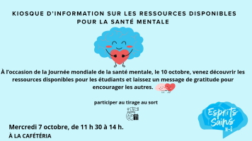 Kiosque pour la journ&eacute;e mondiale de la sant&eacute; mentale 